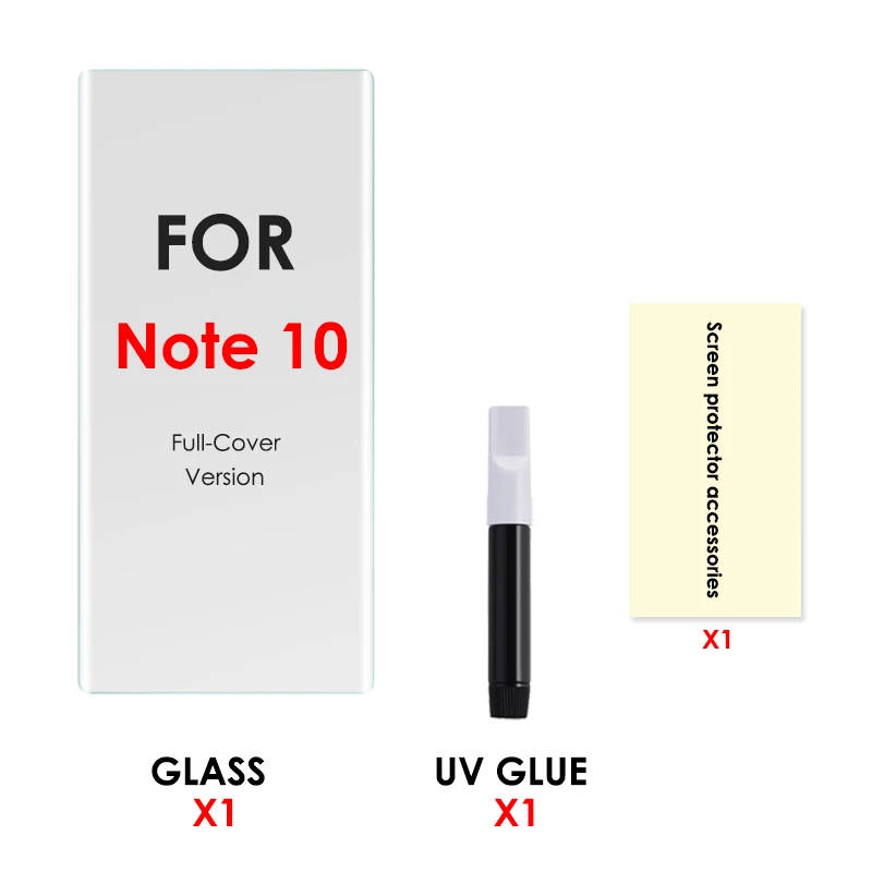 for Note 10 Akcoo S10 Plus закаленное стекло Полный Клей протектор экрана для samsung Galaxy S8 9 Plus Note 8 9 10 UV стекло протектор экрана - Цвет: for Note 10