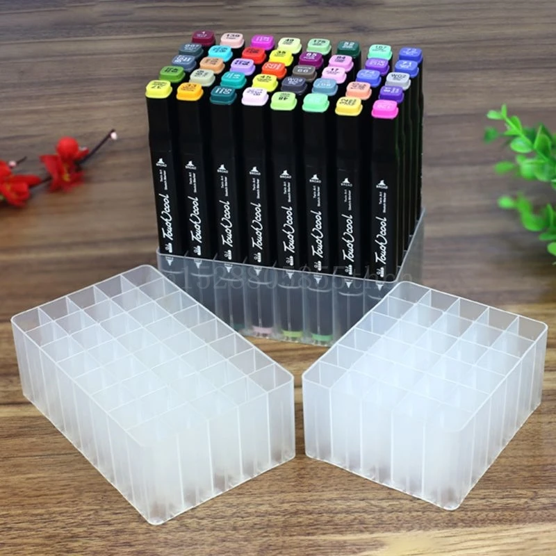 30/40 Slots Marker Pen Storage Holder Brush Pencil Rack Table Stand Organizer Multifunction Tool | Канцтовары для офиса и дома