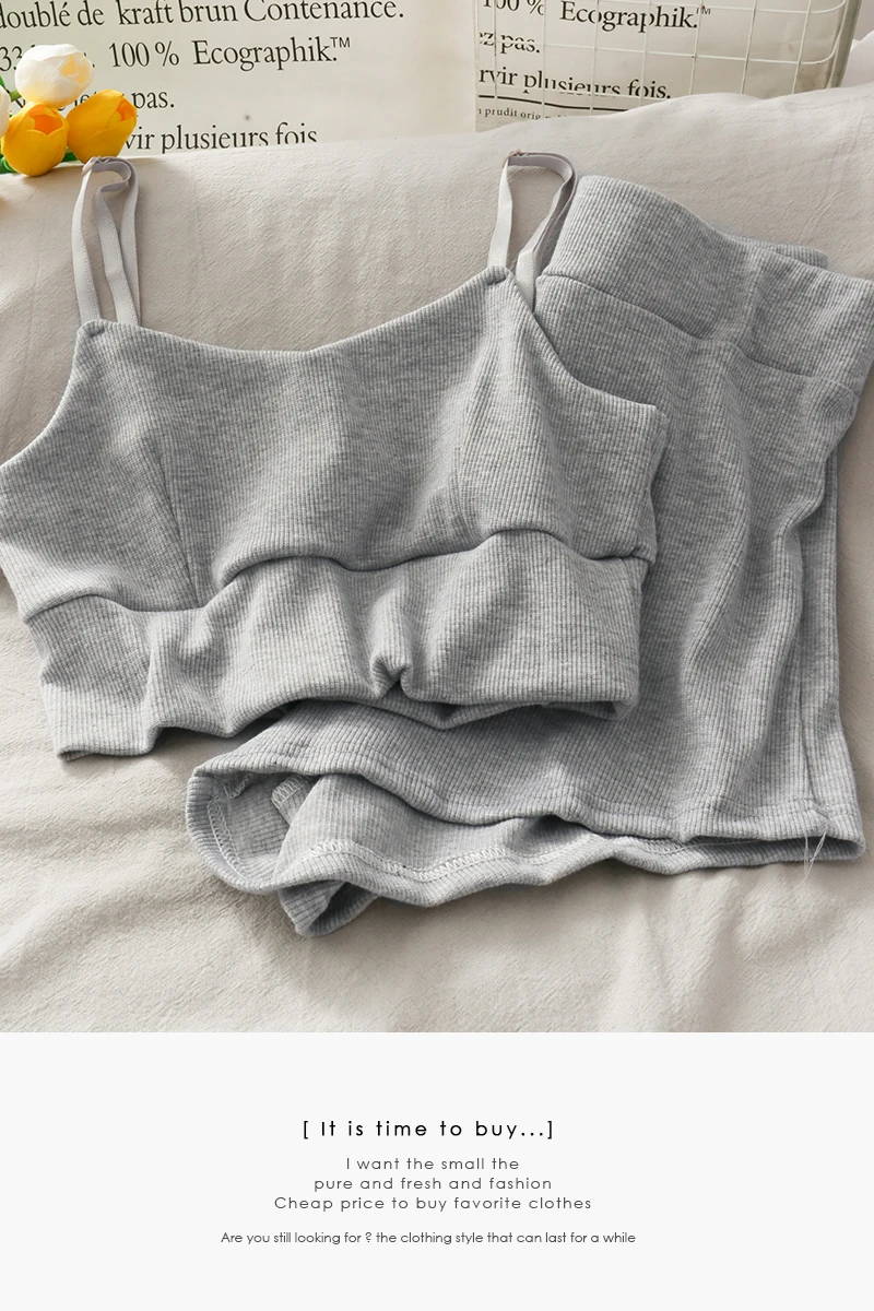 

Gray/Black Women Casual 2pcs Set Elegant Strapless Short Tops + High Waist Shorts Sport Loose Female Two Piece Sets Suit 2021