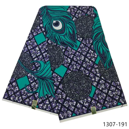 Latest Ankara Wax Fabric Guaranteed Real Wax 6yard/lot High Quality African Fabric Print For Sewing Dress 1307 - Цвет: 1307-191