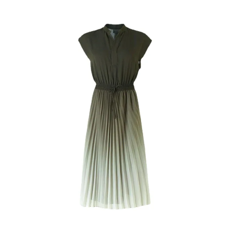 

2021 Summer Women's Dress Chiffon Loose Pleats Thinning Ladies Skirt Elastic Waist