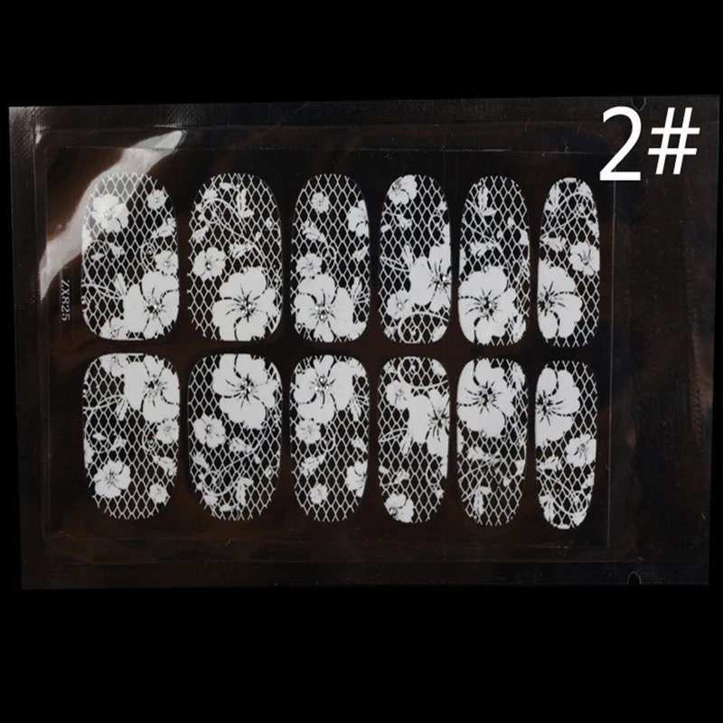 16 шт лак для ногтей Наклейка Маникюр белый кружева смешанный узор с сверлом