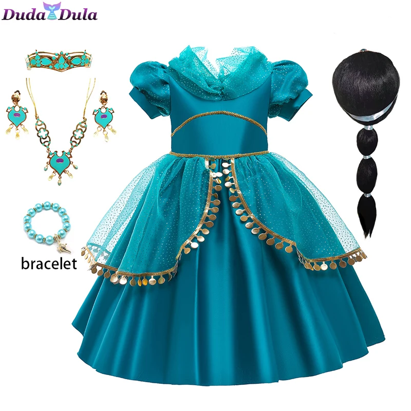 

Aladdin Princess Dress Girl Jasmine Dress Halloween Girls Jasmine Costume with Fancy Cape Summer Red Arab Traditional Clothing