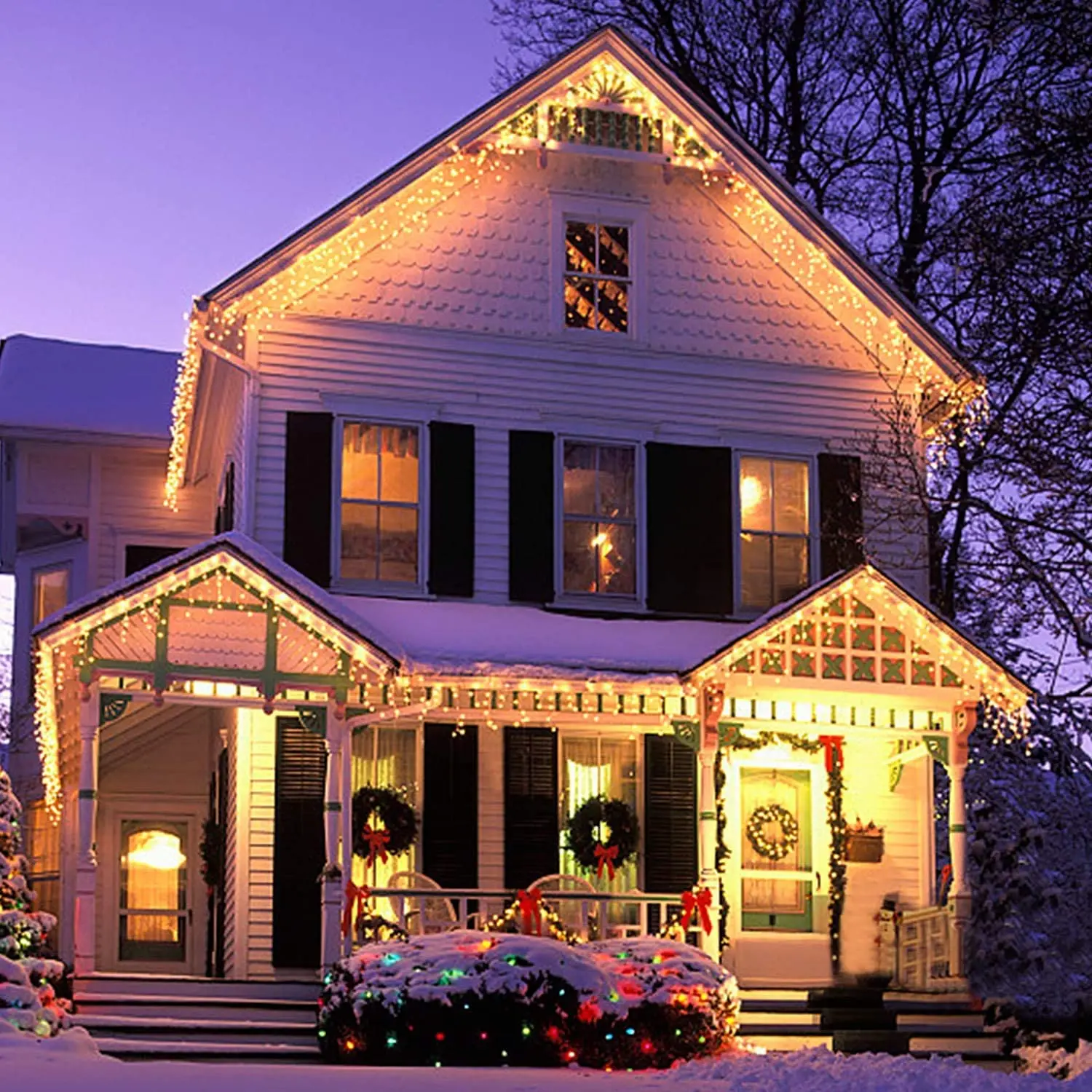 

Christmas Outdoor Street Garland 4/12/16M Waterproof Connecter Icicle Lights Decors for Yard Eaves Roof Corridor Porch Gazebo