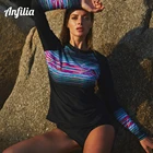 Женская быстросохнущая рубашка Anfilia с принтом рашгарда и длинными рукавами, топ для серфинга, походные рубашки, Рашгард UPF50 + футболки