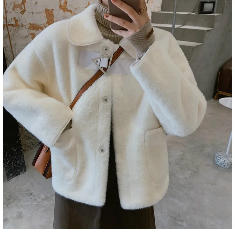 

Autumn and winter new style of Korean design imitation mink fur short coat fashionable western style bomb street coat women