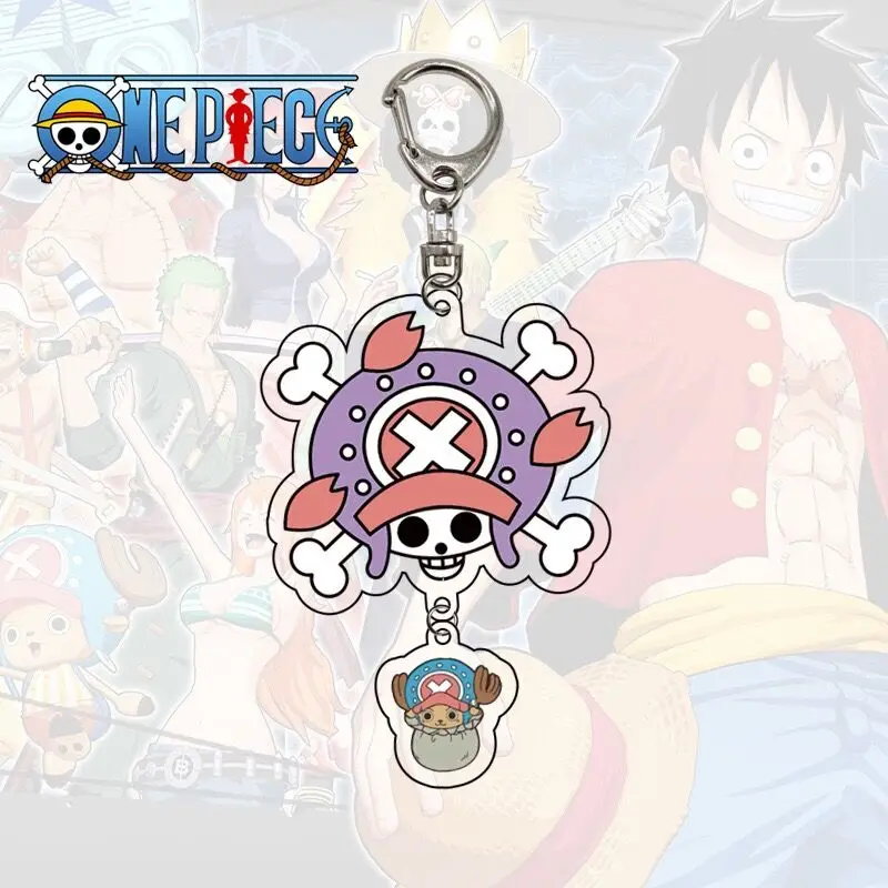 

One Piece Pirate Logo Keychain Classic Anime Collection Luffy Zoro Sanji Figures Acrylic Pendant Key Chain Bag Accessories Gift