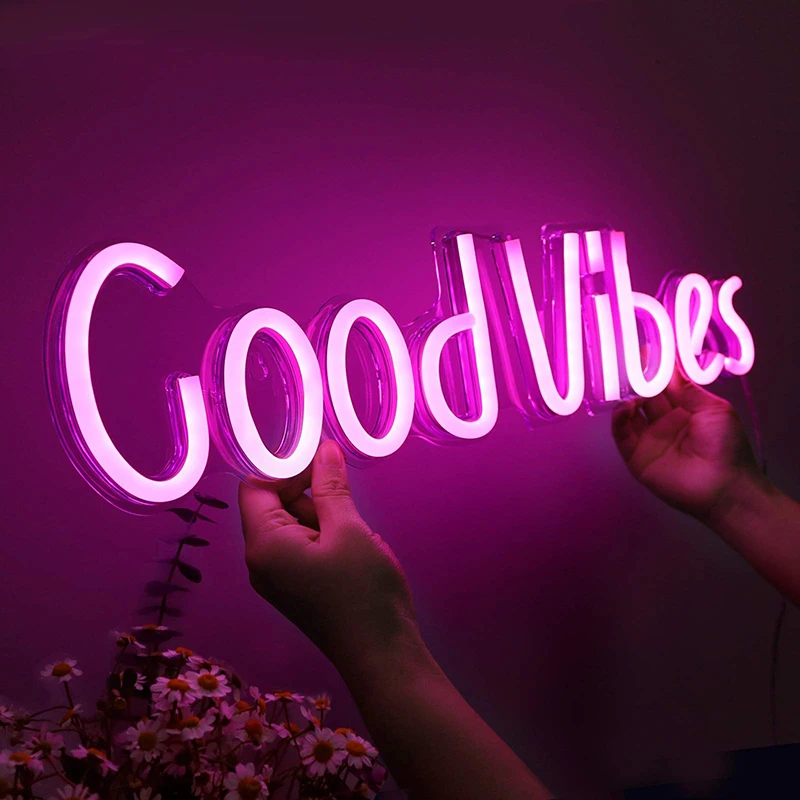 Светодиодная неоновая вывеска Good Vibes с надписью неоновый ночсветильник для бара