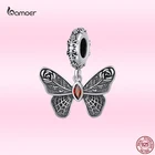 Bamoer, Стерлинговое Серебро 925 пробы, винтажная подвеска в виде бабочки, роскошный красный циркон, шарм, оригинал, сделай сам, браслет, ожерелье, ювелирное изделие, подарки