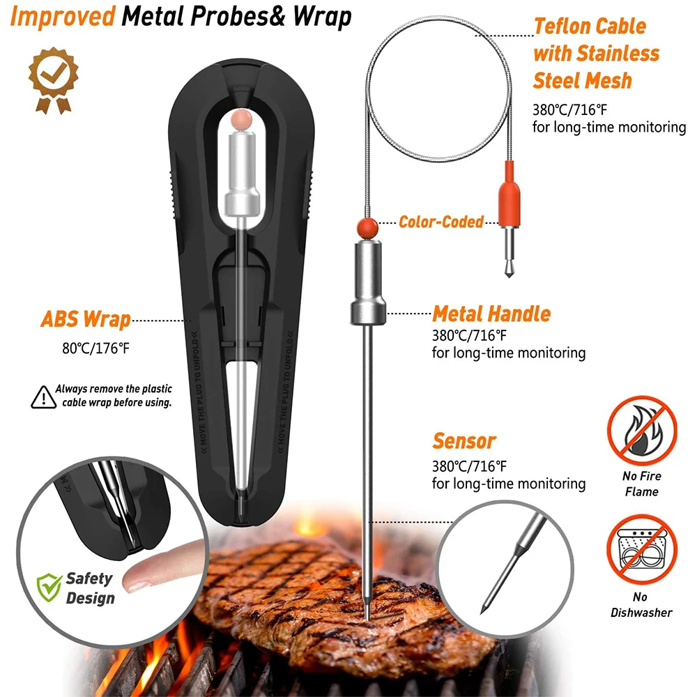 aidmax wr01 digital wireless bbq meat thermometer grill oven thermomet with stainless steel probe cooking kitchen thermometer free global shipping