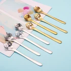 Милая Мини-кофейная ложка с котенком из нержавеющей стали 304, ложка для перемешивания чая, чайная ложка, десертная ложка, посуда с длинной ручкой