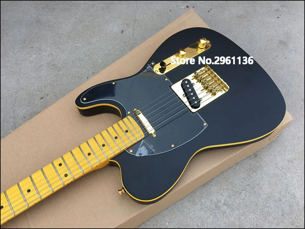 hohe qualität elektrische gitarre tl stil linde korpus mit ahorn hals schwarz matt farbe kundenspezifische elektrische gitarre freies versch