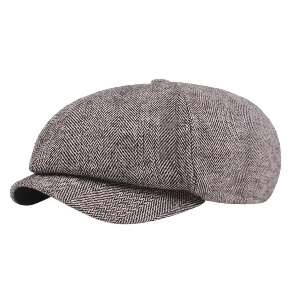 Gray Хлопоковый берет Peaky Blinder Мужские Винтажные повседневные однотонные фетровые береты шапки зимний мягкий теплый берет плоская кепка Кепка «Утконос» ер# H# H - Цвет: Gray