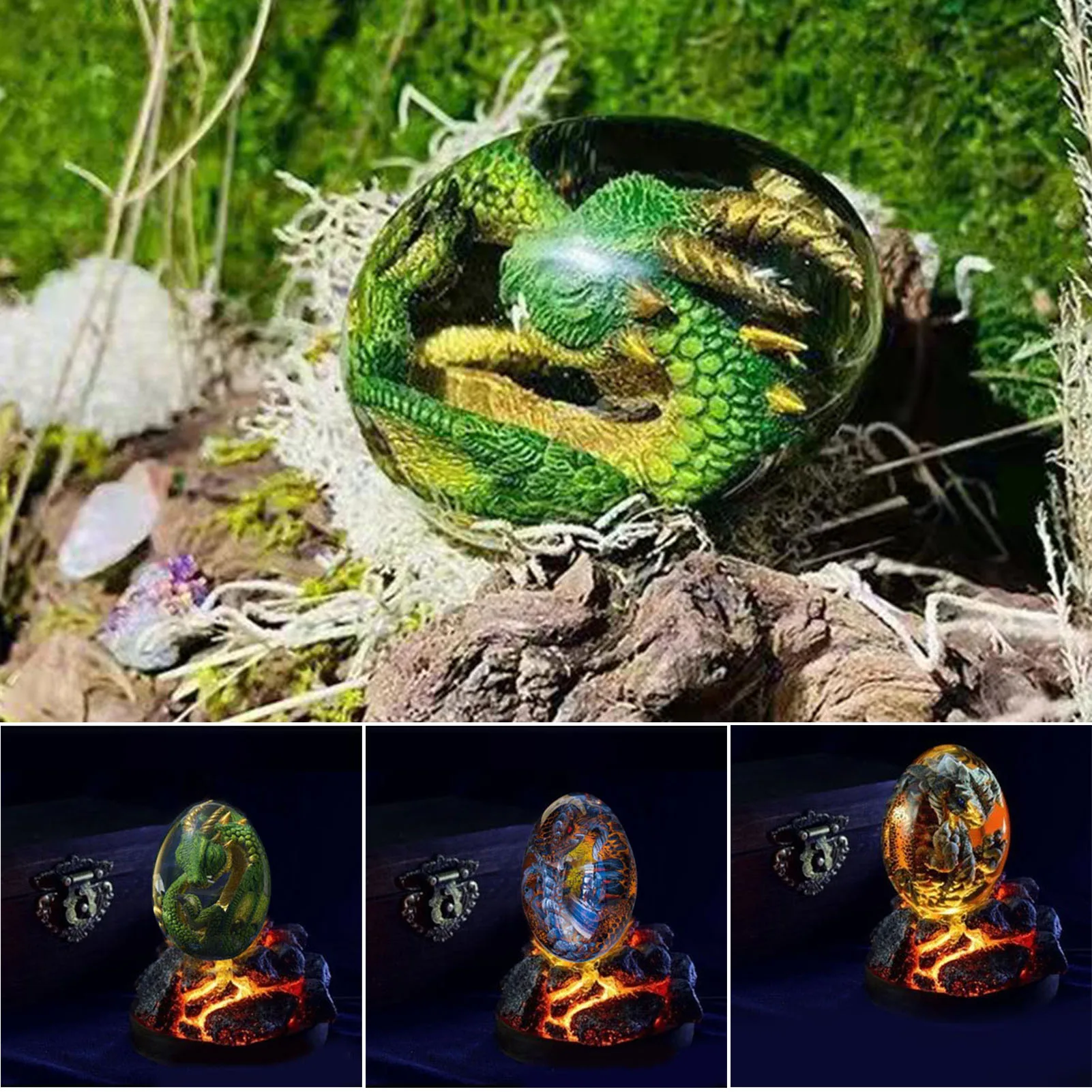 

Lava Dragon Egg Ornaments Luminous Transparent Resin Dragon Egg Desktop Ornament Exquisite Unique Gift for Christmas Collectible