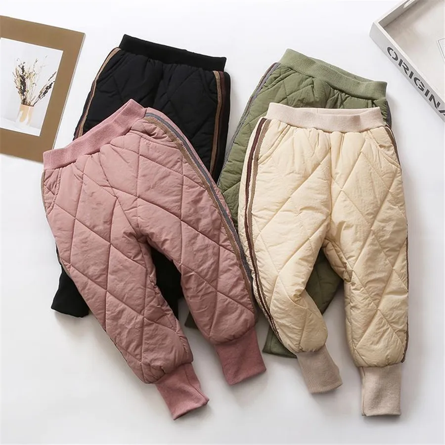 Детские однотонные брюки для девочек От 1 до 7 лет зимние прямые длинные штаны