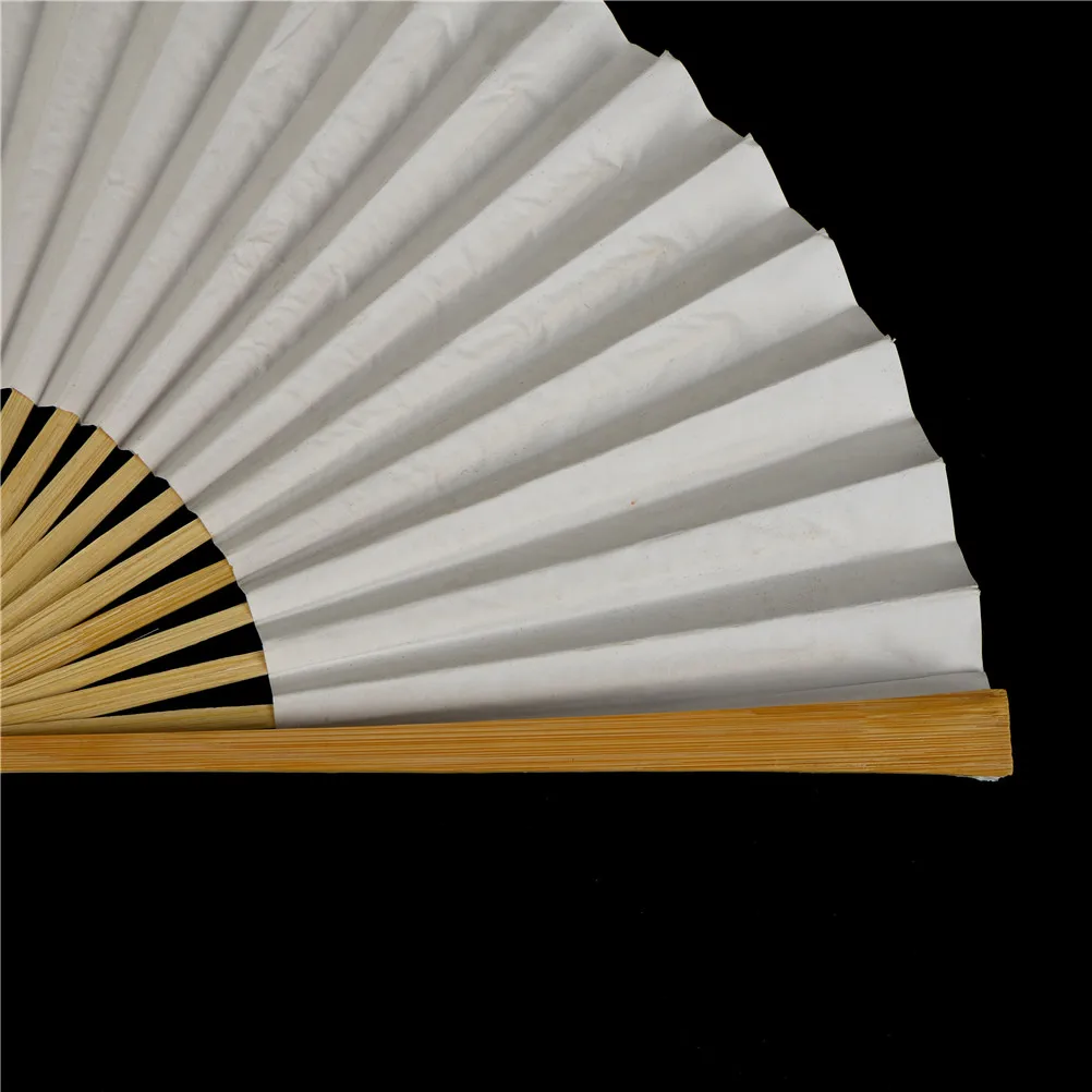 

High Quality White Folding Elegant Paper Bamboo And Paper Hand Fan Wedding Party Favors