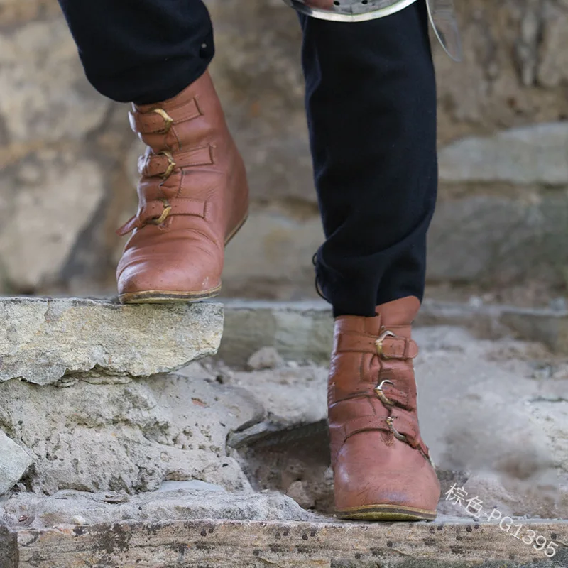 Женские и мужские кожаные ботинки в средневековом стиле ботильоны для среднего