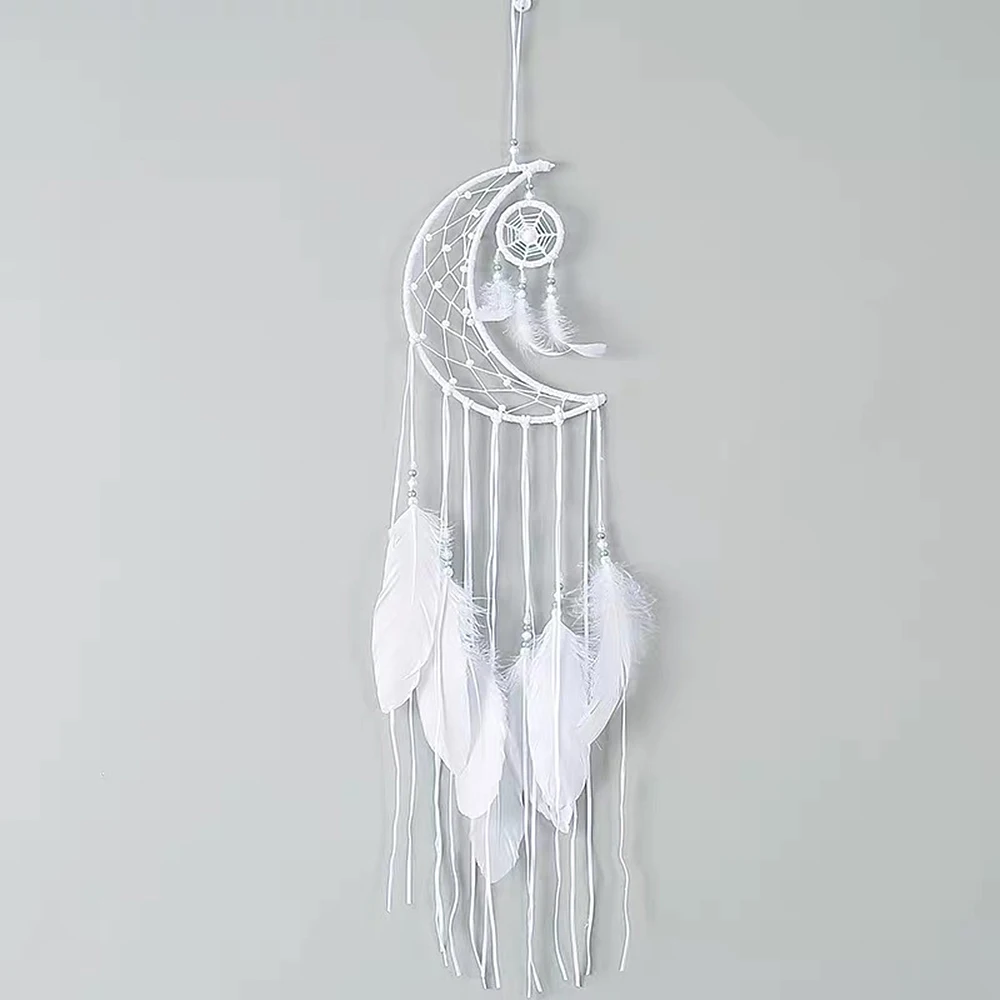 

White Moon Pendant Room Wall Hangings Wall Hangings Decorative Feather Wall Hangings Dream Catcher 75x25x2cm