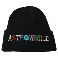 trendy men women knitted hat fashion astroworld pattern embroidery ski warm winter beanie skullies cap