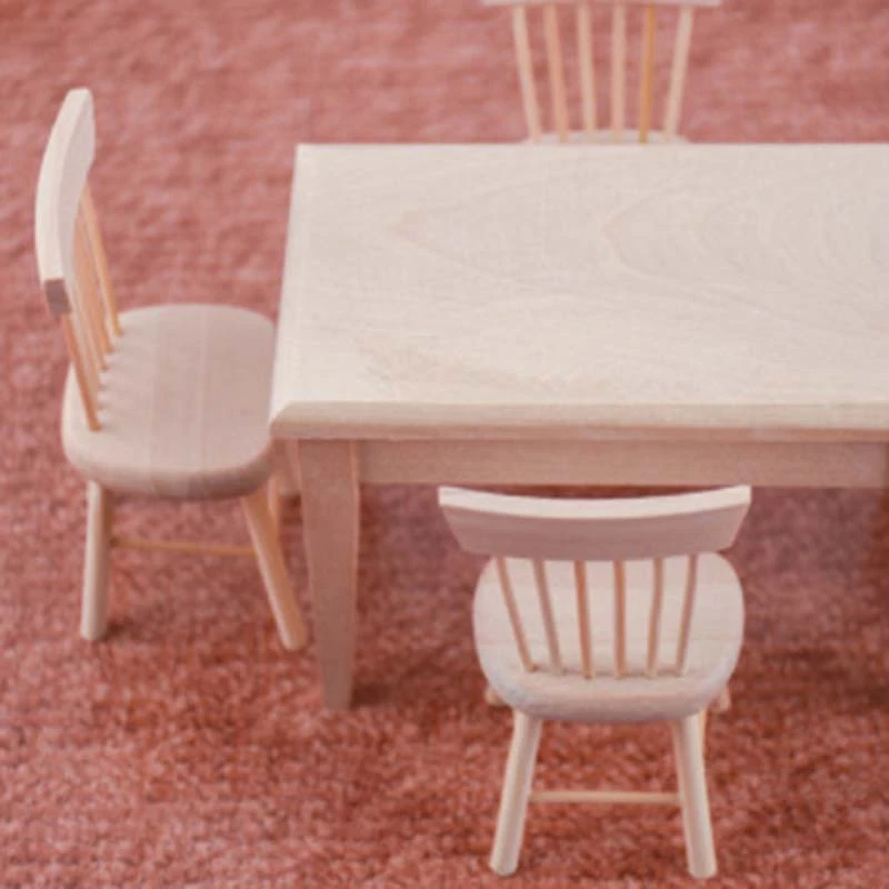 

Miniature Dining Table Chair Model 1:12 Miniature Dollhouse Wooden Furniture Toy Set