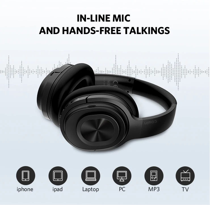 Cowin SE7MAX ANC беспроводные Bluetooth наушники с APT-X с активным шумоподавлением Наушники Bluetooth гарнитура для телефона путешествия