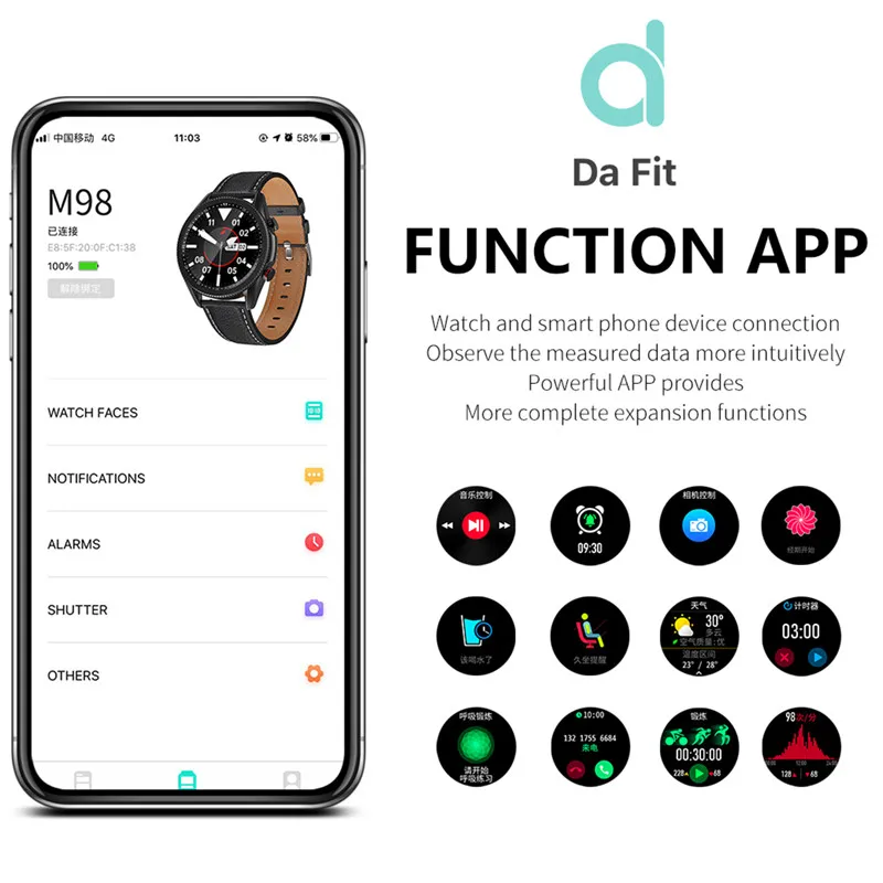 Умные часы M98 спортивные водонепроницаемые IP67 с пульсометром тонометром bluetooth -