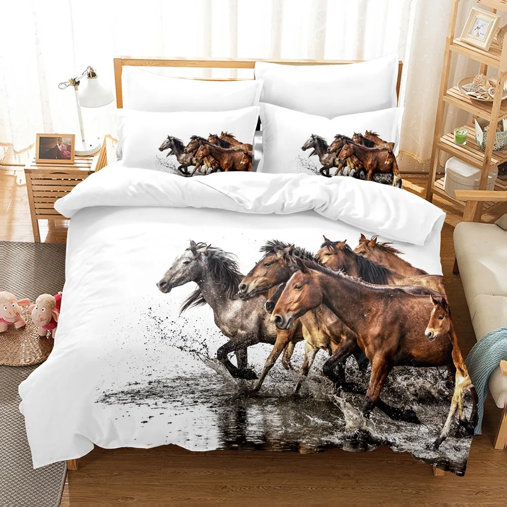 

Brown Horse 3d Bedding Set Animal Duvet Cover Sets Comforter Bed Linen Twin Queen King Single Size Room Decor Kids Adult Gift