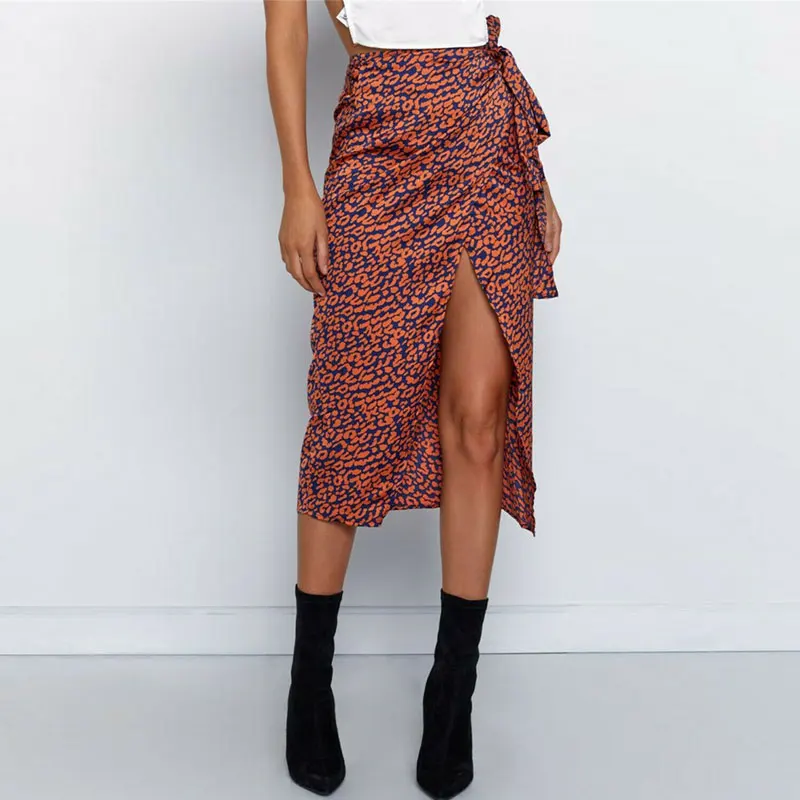 Женская юбка с леопардовым принтом высокая талия повседневная одежда|Женские