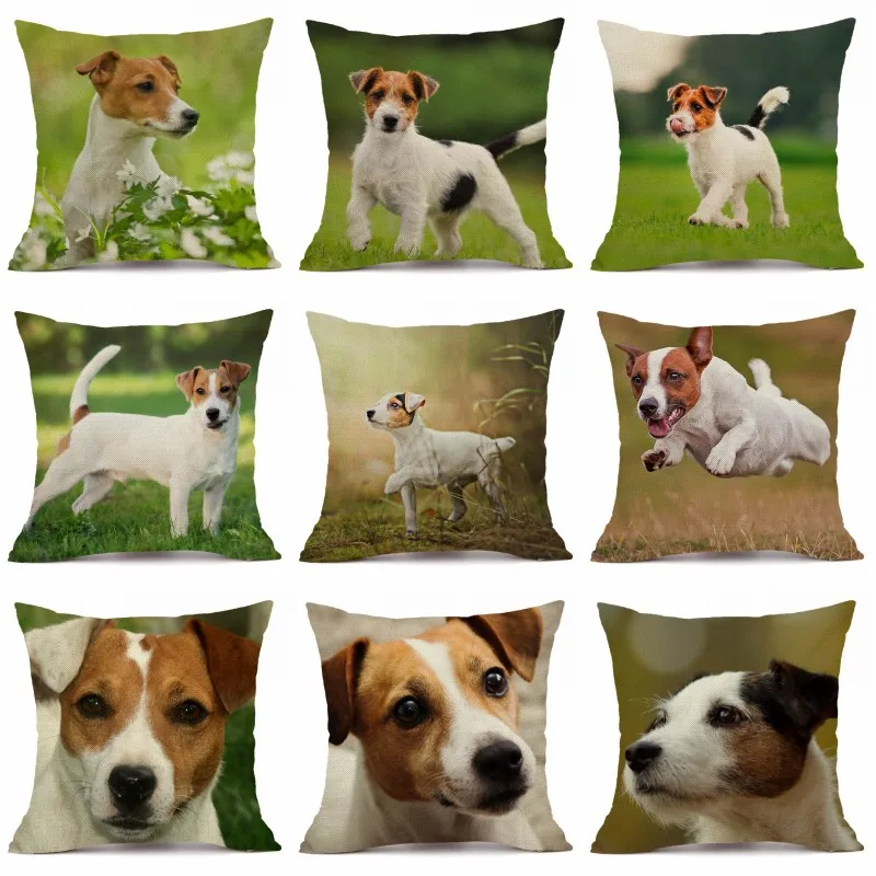 

XUNYU Cute Pet Dog Jack Russell Terrier Pattern Cushion Cover Home Decoration Sofa Office Pillow Case 45x45cm VP01