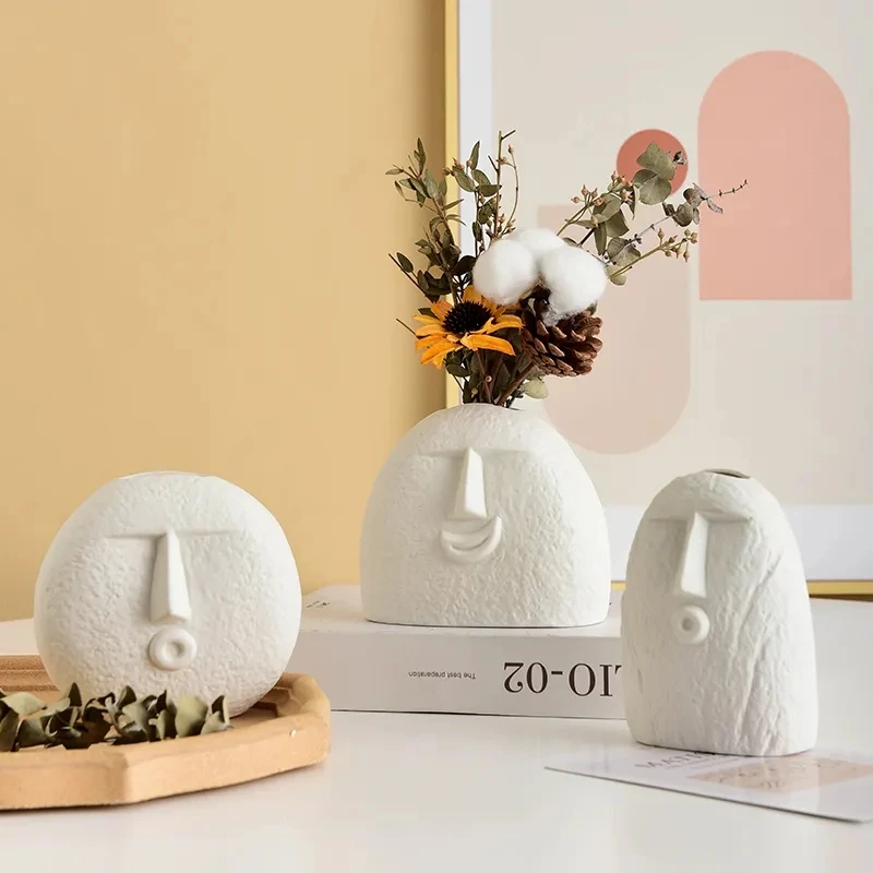 

HUMAN FACE CERAMIC VASE LIVING ROOM HOME ORNAMENTS