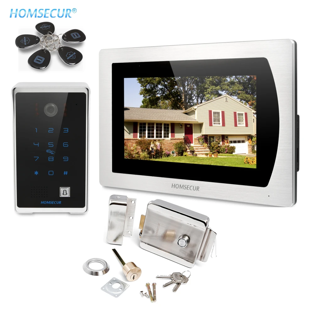 HOMSECUR 7 &quotСвободные Руки Видео и Аудио Домашний Интерком Электрический Замок +