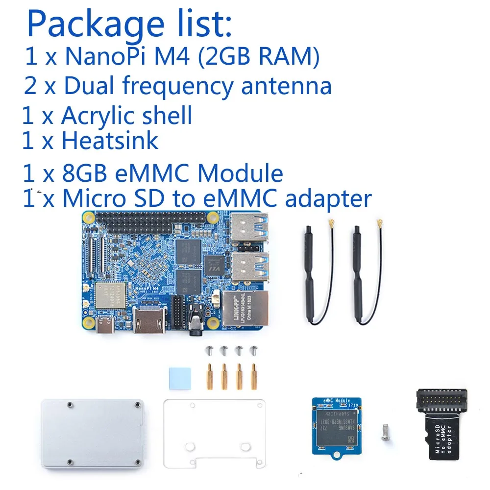 Золотой NanoPi M4 2 ГБ/4 ГБ DDR3 Rockchip RK3399 SoC 2,4G и 5G двухдиапазонный WiFi+ Bluetooth 4,1 поддерживает Ubuntu Android - Цвет: Золотой