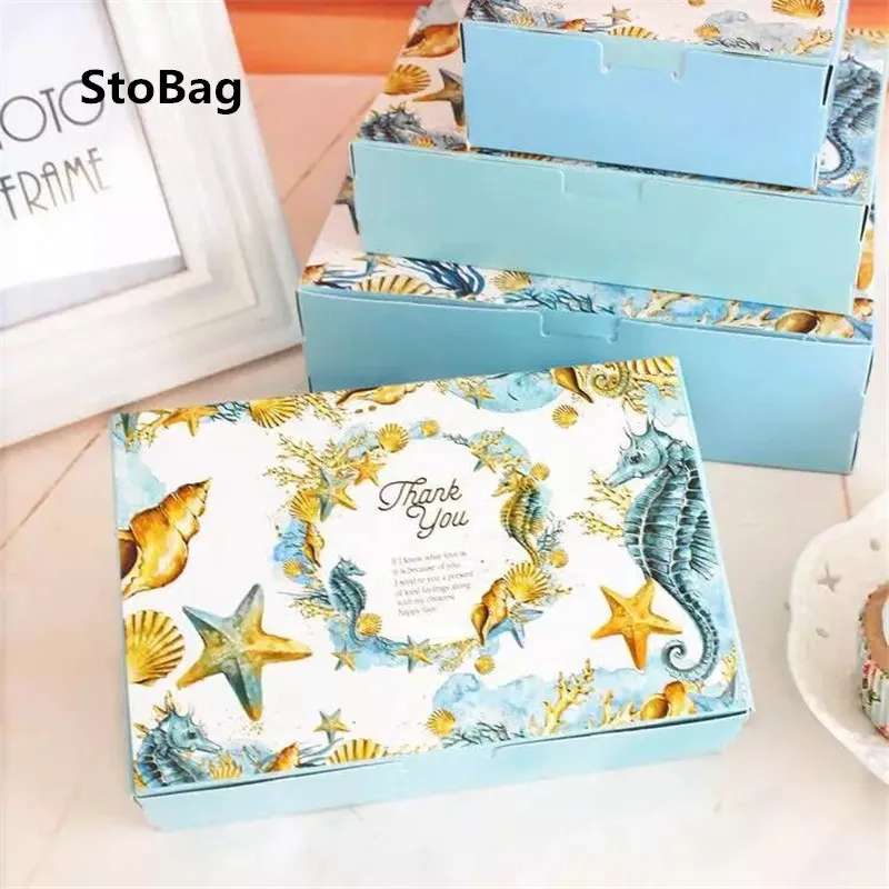StoBag 10 шт. упаковочная коробка с синими морскими звездами сыром тысячами слоев