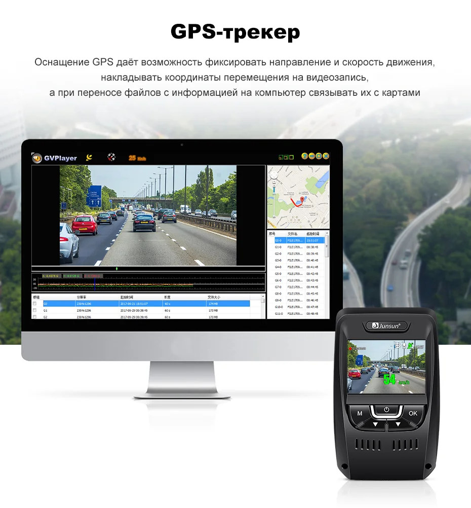 Junsun A7880 2 в 1 Автомобильный видеорегистратор gps Speedcam LDWS Super HD 1296P ночного видения авто регистратор видео регистратор видеорегистратор камера