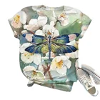Футболка женская с круглым вырезом и 3D-принтом стрекозы, Модный повседневный смешной топ с короткими рукавами в стиле ретро, лето