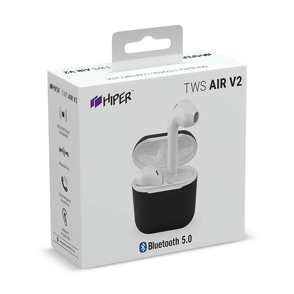 Беспроводные наушники HIPER TWS AIR V2 чехол в комплекте | Электроника