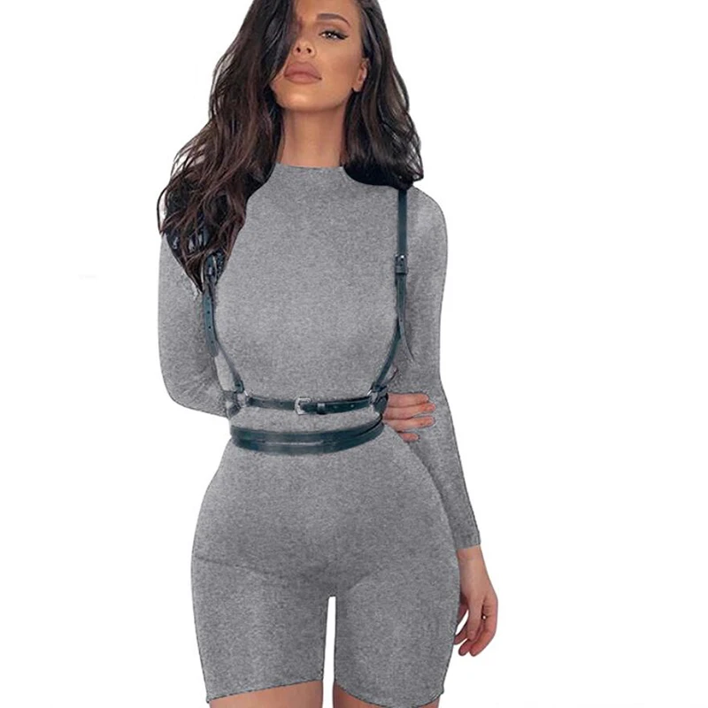 

Sexy Round Neck Long Sleeve Jumpsuits High Waist Cultivate Slim Female Bodysuit New Spring Overalls Playsuit for Women