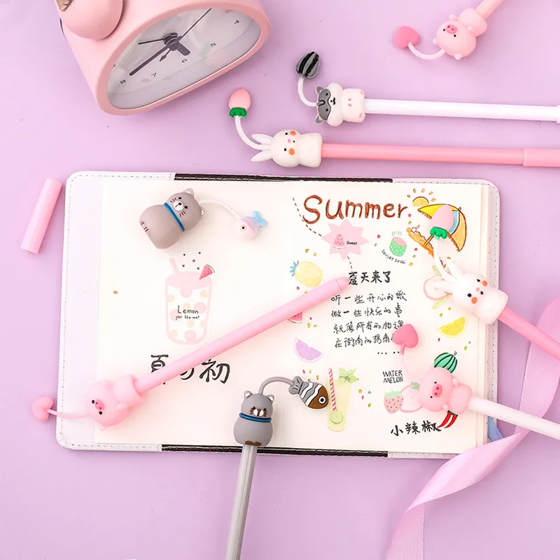 Kawaii хомяк свинья прочный с черными чернилами гелевая ручка 48 шт./лот цифровым