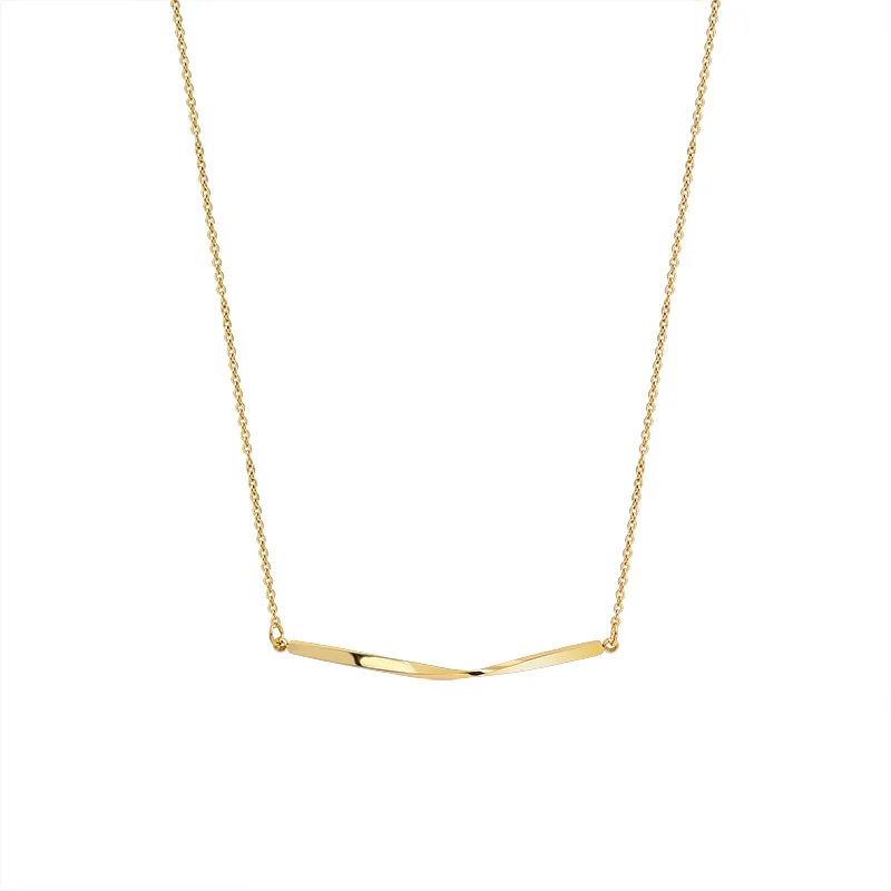 

Geometric Twist Arc Design Pendant Necklace Stainless Steel On The Neck Plated Chain Gift For Women's Boho 2021 Trends Jewelry
