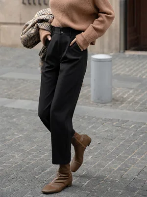 

Liser женские укороченные брюки: модные, универсальные, повседневные, прямые, узкие, узкие, брюки с низкой талией