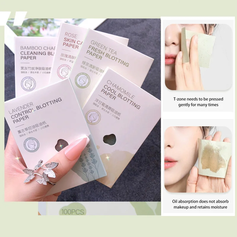 

100 Sheets Flax Wood Pulp Oil-absorbing Pulp Oil Control Paper Scented Face Care Fix Makeup Tools