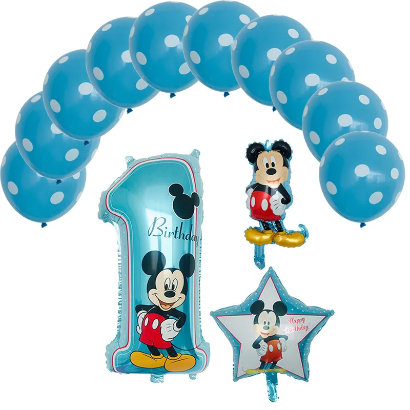 blue-13pcs 13 шт. Микки Мышь тема вечерние Микки и Минни Маус серии комплект шаров globos День Святого Валентина день детей день рождения вечерние украшения Дети воздушные шары - Цвет: blue-13pcs