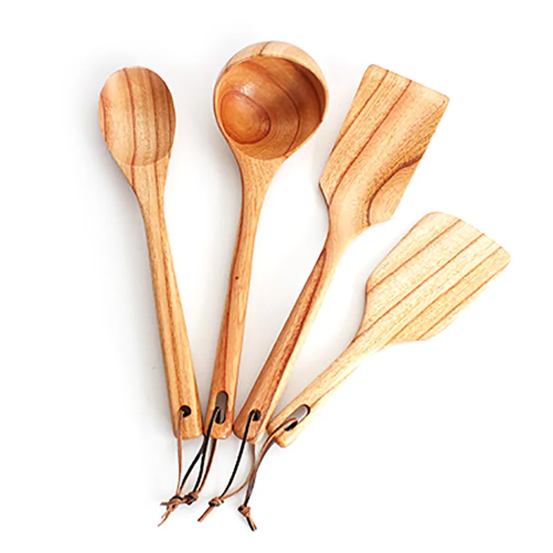 

4 Piece Kitchenware Wooden Shovel Wooden Spoon Cooking Shovel High Temperature Rice Shovel Long Handle Wooden Spatula