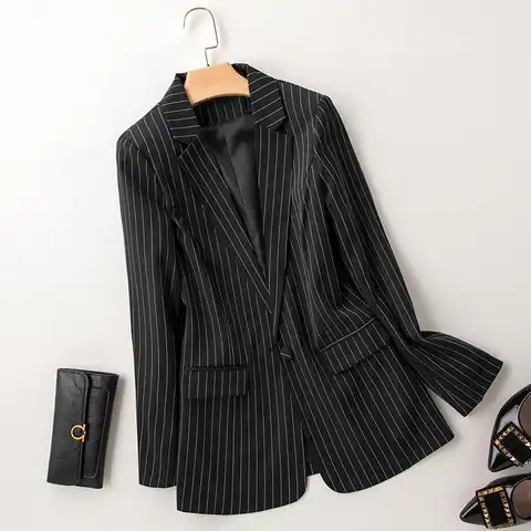 Женский деловой пиджак, пиджак в полоску с длинным рукавом, 5XL 6XL 7XL, весна-осень 2020