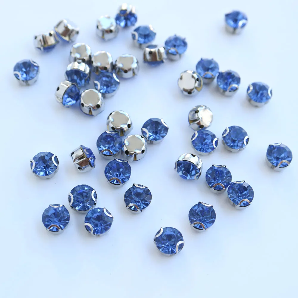 

50pc/lot multi color rhinestones for clothing DIY Sew on round 8mm Rhinestone for garment accessories
