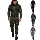 Униформа в стиле милитари для мужчин, армейский Камуфляжный тактический боевой топ и брюки, комплект, мягкий Повседневный свитер с капюшоном, мягкий костюм