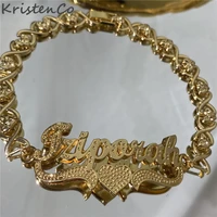 kristenco customized name bracelet xoxo name bracelet gold plated nameplate stainless steel personalized bracelet