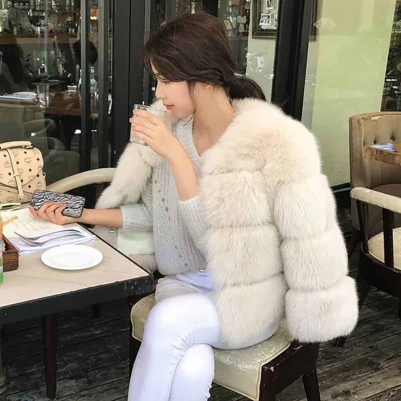 Wenfly Women Fluffy Faux Fox Fur Jackets Coats Winter New Fashion Short Loose Korean Thick Warm Oversized Outerwear Femme