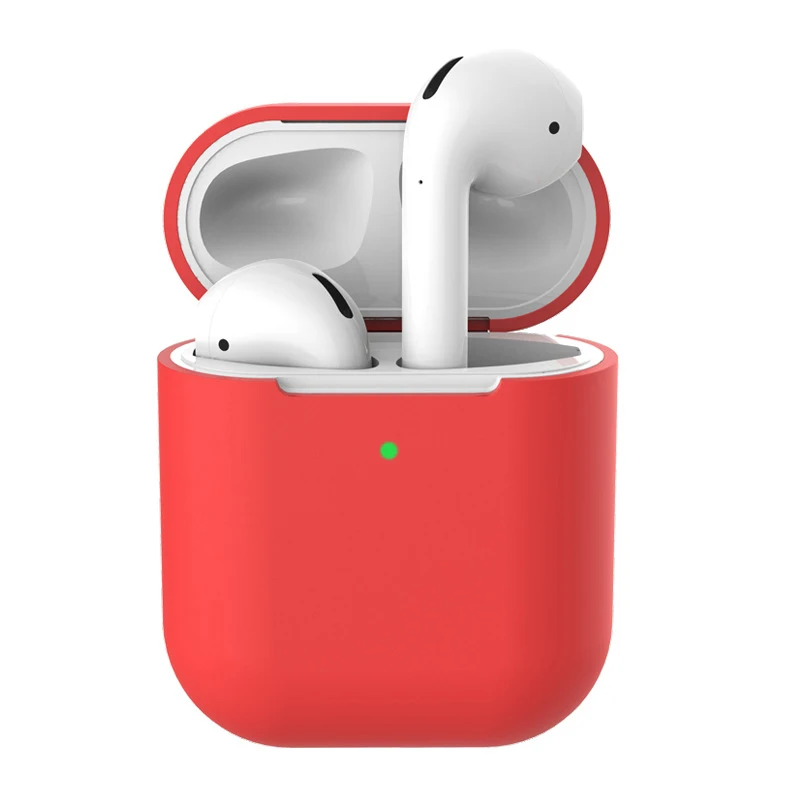 Red Чехол для наушников Apple AirPods2 Мягкий силиконовый чехол беспроводной Bluetooth защитный чехол для наушников для Air Pods чехол - Цвет: Red