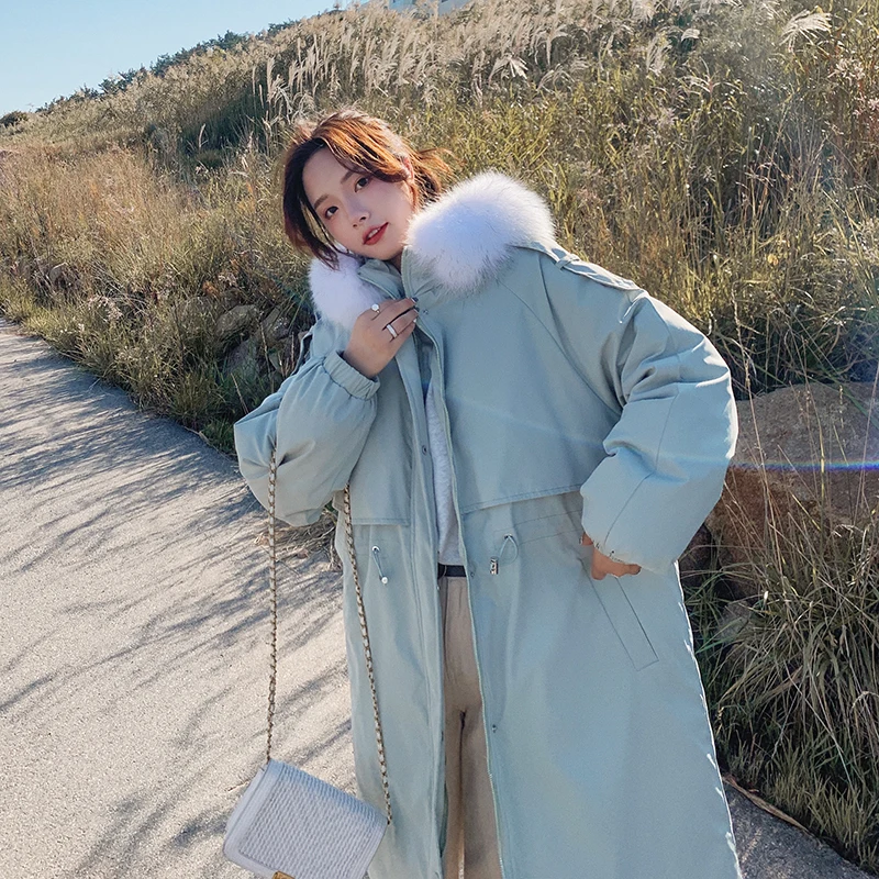 Женская зимняя куртка до колена свободная теплая парка из 96% хлопка | одежда